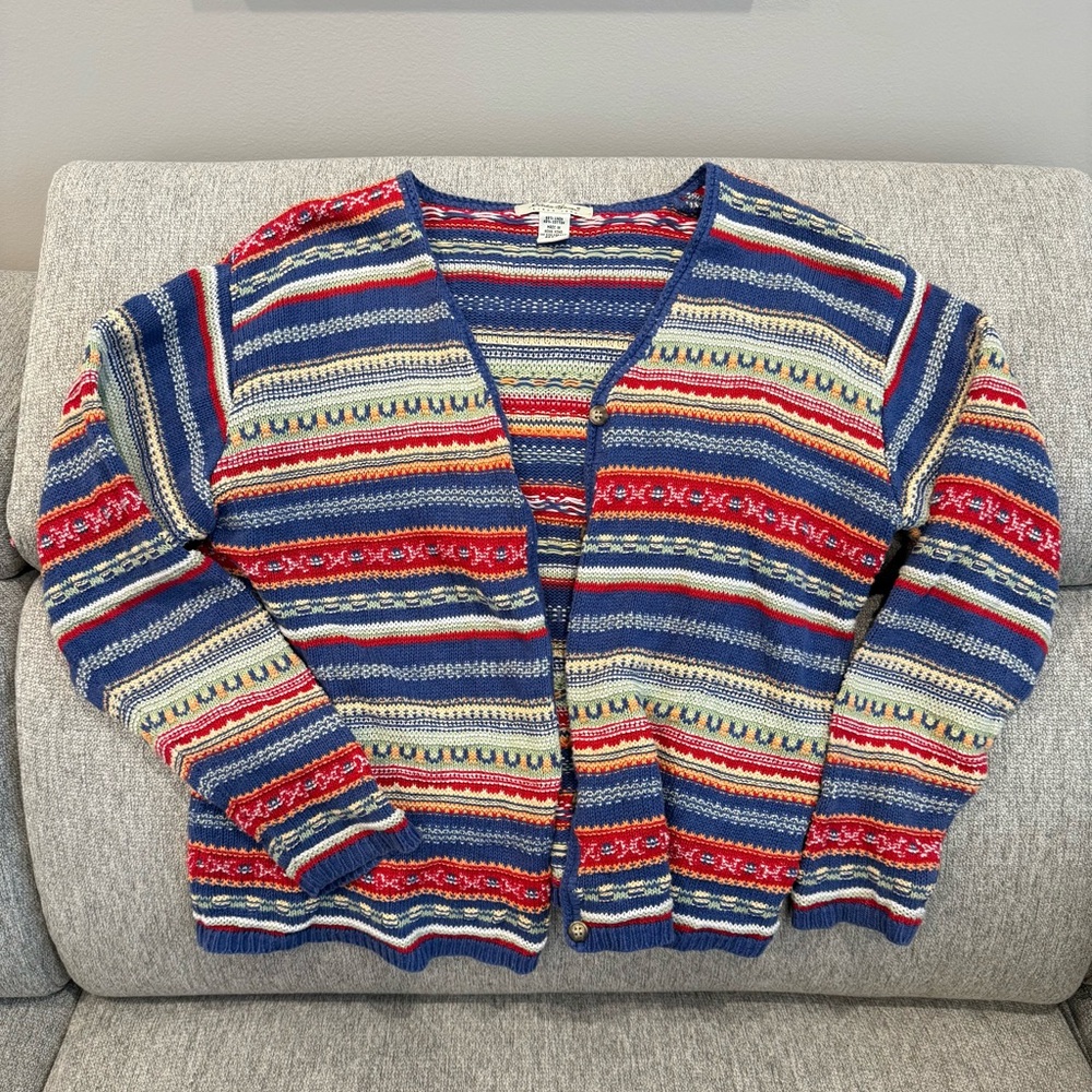 Vintage Eddie Bauer Multicolor Striped Knitted Cardigan